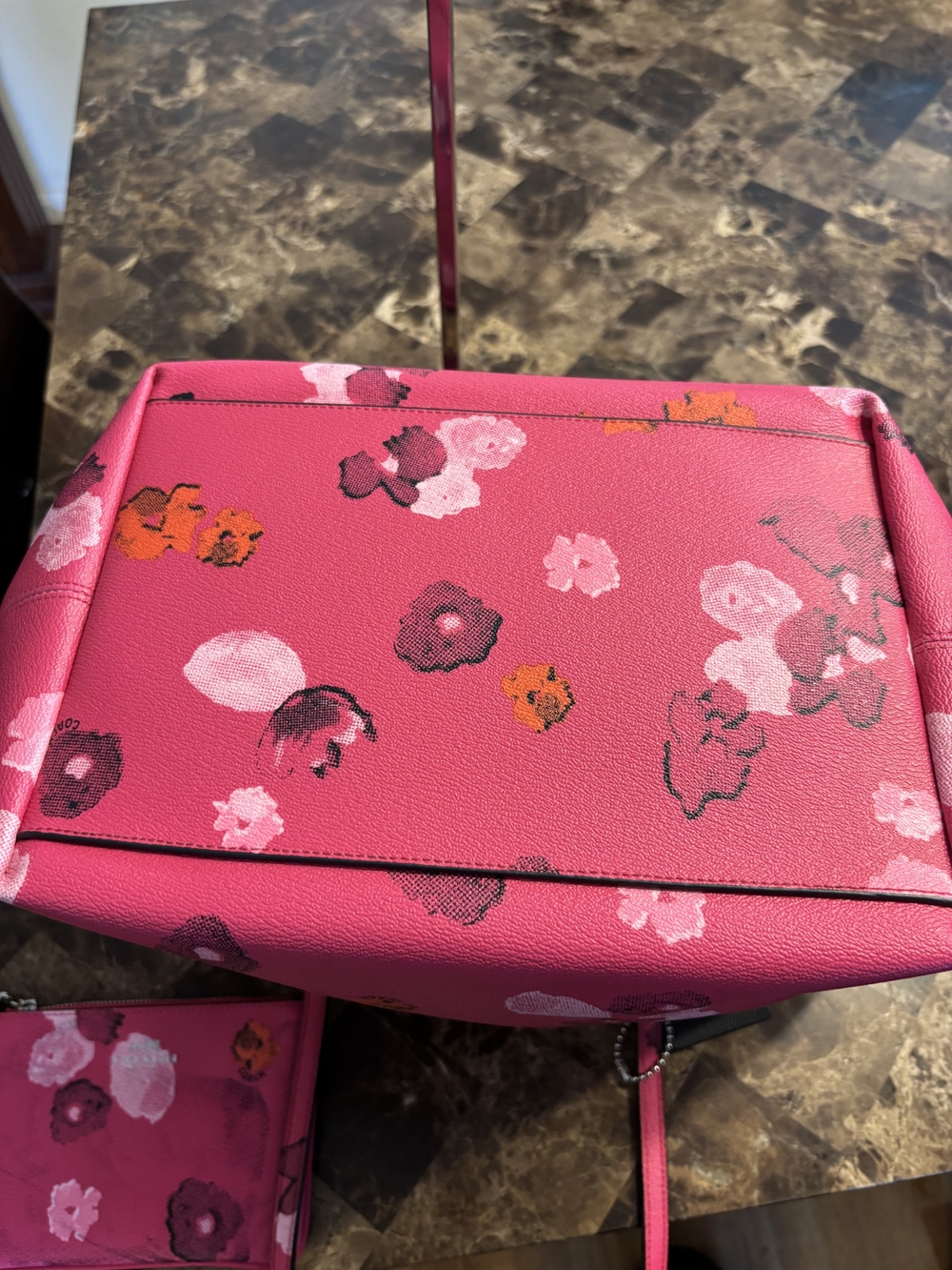 Coach Floral Print Limited Edition Pink Shopper Tote With Matching Wristlet 2pc. - Picture 11 of 16